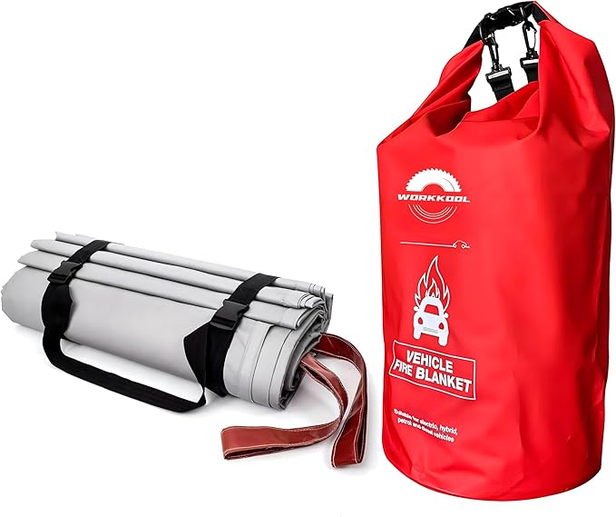 Emergency Fire Blanket for Car,Fiberglass Fire Extinguisher Blankets,Survival Safety Fire Suppression Blanket for Electric/Fuel Vehicle Accidents with Carry Bag(19.7 * 23)