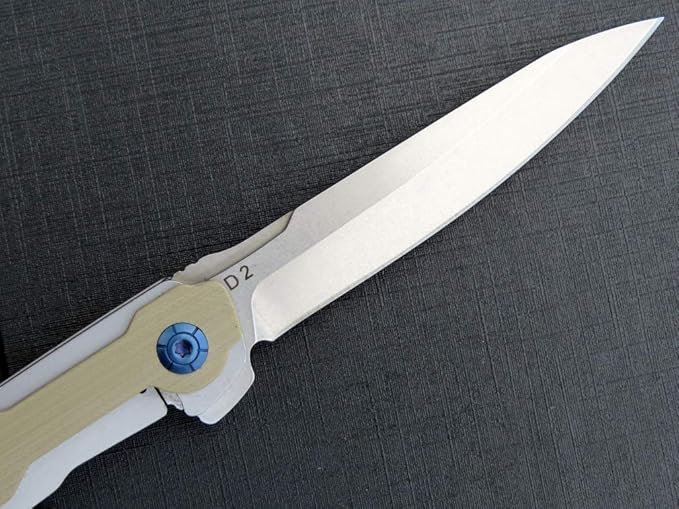 Eafengrow EF942 EDC Folding Knife, D2 Steel Blade Titanium Plating & G10 Handle,Pocket Clip with Frame Lock EDC Pocket Knife for Camping Hiking Survival Outdoor(Desert)