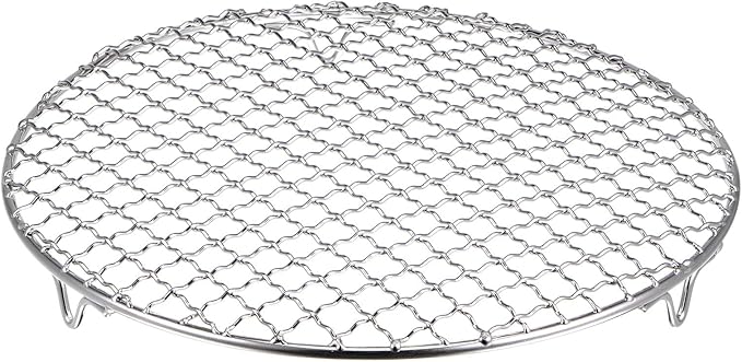 HARFINGTON Round Cooking Rack 9.7-inch 201 Stainless Steel Cross Wire Barbecue Grill Net with 20mm Legs for Cooking Baking Steaming BBQ