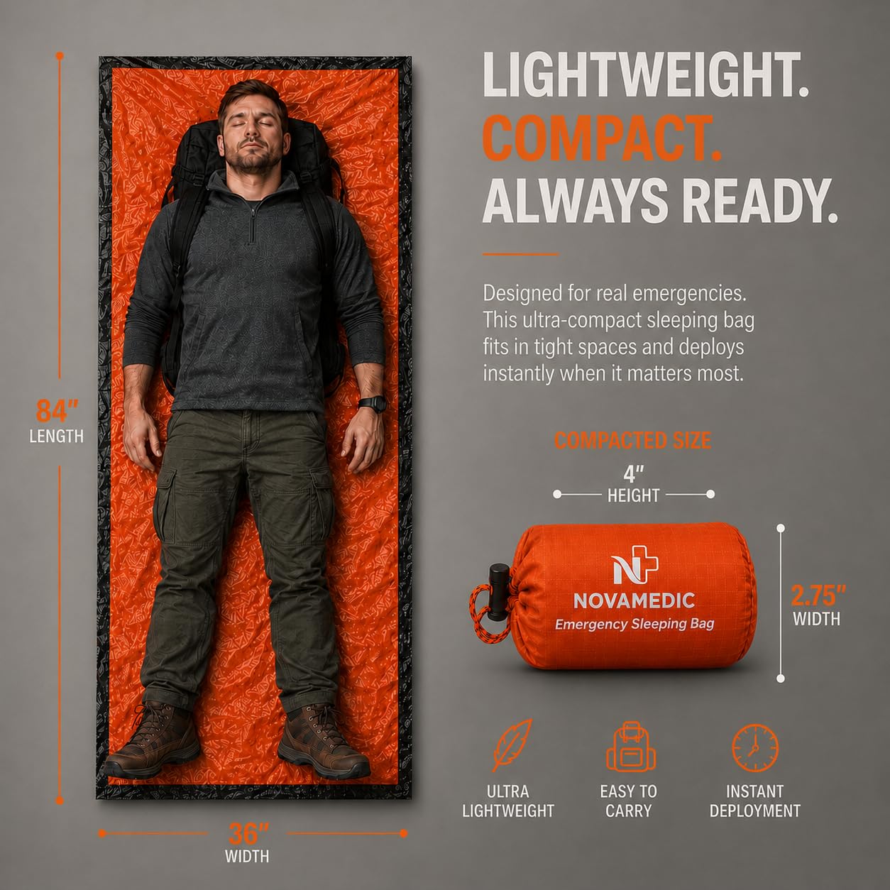 NovaMedic NM-3673P Emergency Sleeping Bag Parent ASIN (Pack of 5)