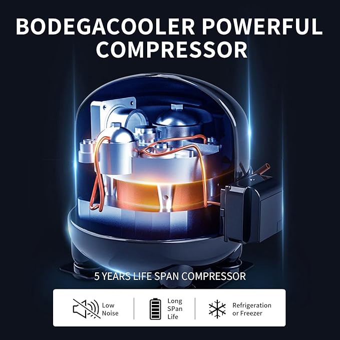 BODEGACOOLER 12 Volt Car Refrigerator, Electric Cooler Portable Freezer WIFI APP Control, 32Quart(30L) RV Car Fridge-4℉-68℉, 12/24V DC100-240 Volt AC for Outdoor Camping Travel Vehicles Home Use