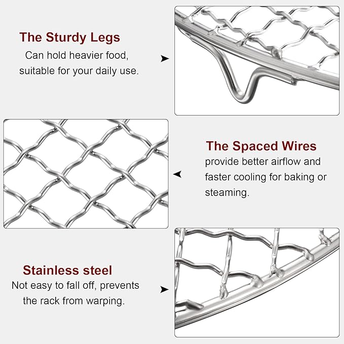 HARFINGTON Round Cooking Rack 23.6-inch Stainless Steel Cross Wire Barbecue Grill Net with 20mm Legs for Cooking Baking Steaming BBQ