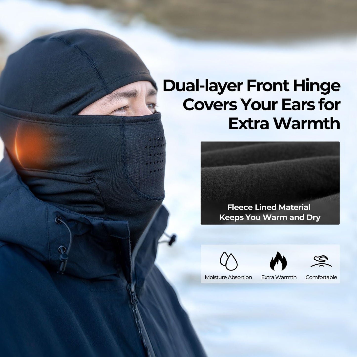 KastKing Mountain Mist Winter Balaclava Face Mask for Men & Women Black