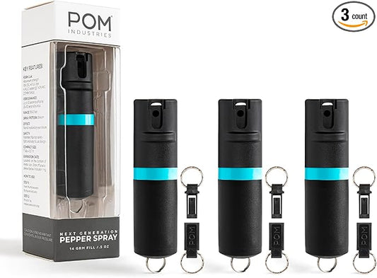 POM Pepper Spray Keychain, Quick Key Release for Instant Access, Flip Top Safety, Maximum Strength