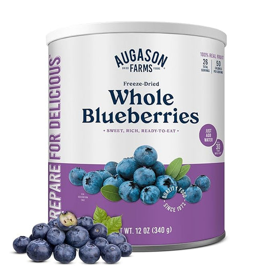 Augason Farms Dried Whole Blueberries Can ??Dried Fruit for Baking & Emergency Food Supply ??Dehydrated Camping Food with Long Shelf Life for Everyday Meal ??26 Servings