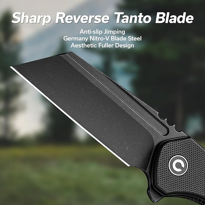 CIVIVI Pocket Knife for Men, ExOne Folding Knife with Flipper, 2.94" Nitro-V Reverse Tanto Blade G10 Handle for Perfect EDC Gift C23036-1