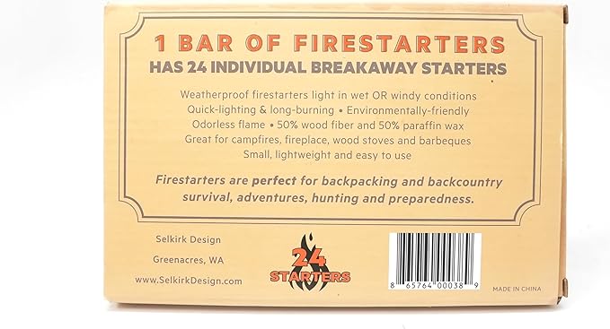 Fire Starters ??24-Pack | Non-Toxic, Odorless & Weatherproof Fire Starters for Camping, Fireplace, BBQ, Wood Stove & Grill | Easy Light, Long Burning 8??0 Minutes