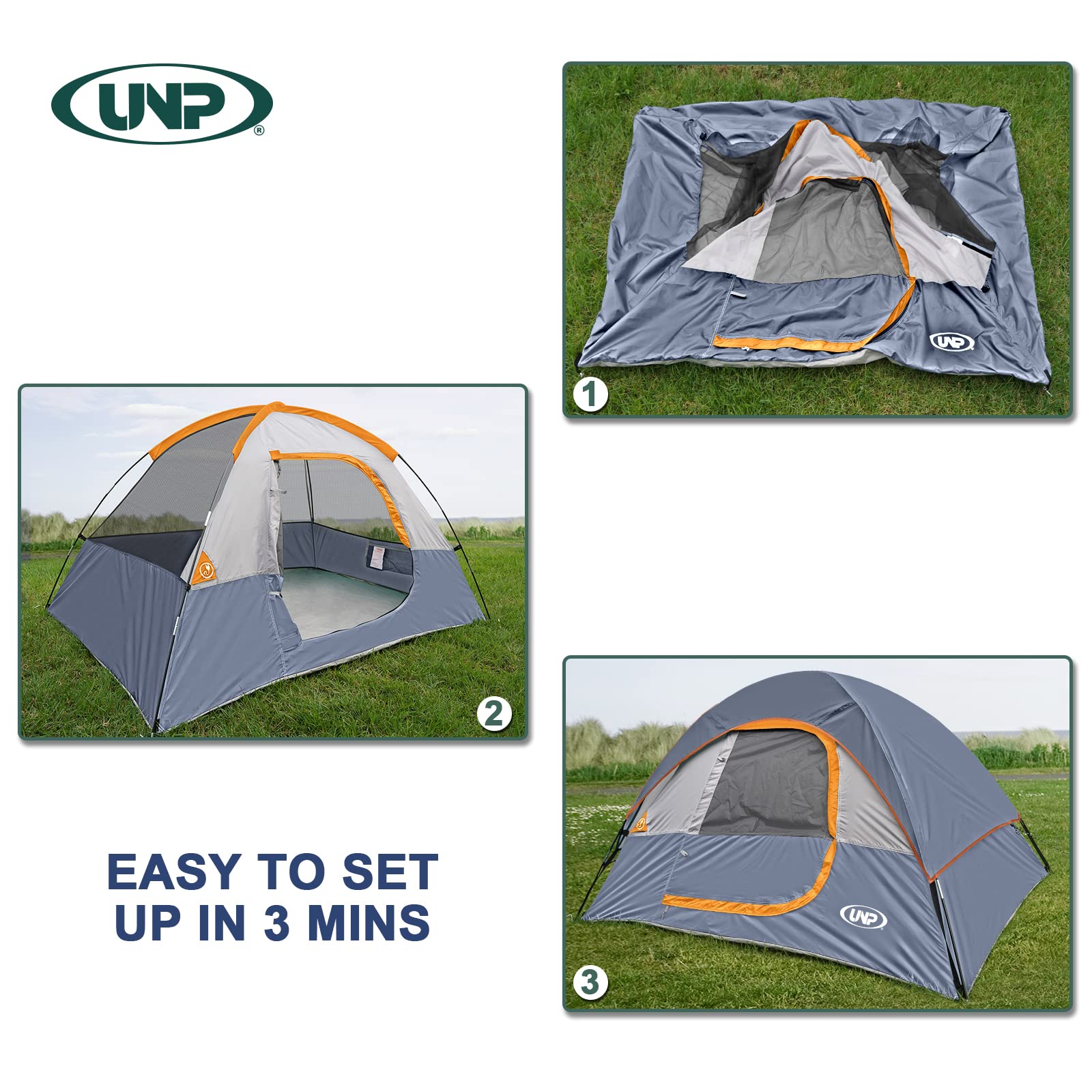 UNP 2 Person Tent for Camping Waterproof Family Dome Tent for Outdoor