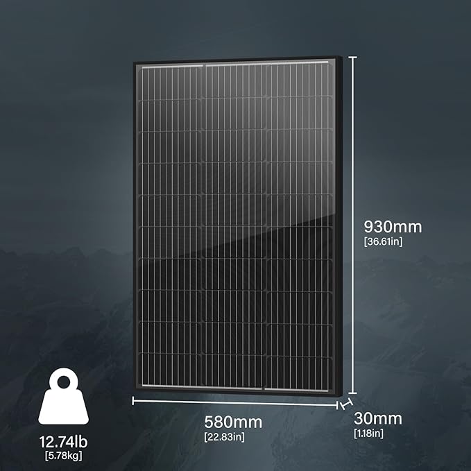 Newpowa Bifacial 100 Watt 12 Volt Solar Panel, 10BB Monocrystalline Double-Side 25% High-Efficiency Module PV Power for Homes Sunsheds Boat RV and Other Off-Grid Applications, Black Frame