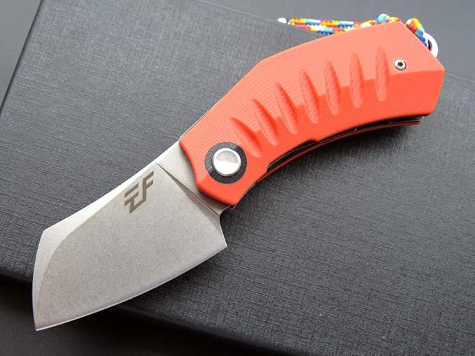 Eafengrow EF85 Folding Knife with Clip Stone Wash D2 Steel Blade G10 Handle Pocket Knife Ball Bearing Flipper Outdoor Camping Survival EDC Tool Knives(orange)