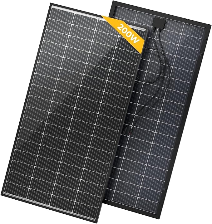 BougeRV Bifacial 400 Watts 10BB Solar Panel, 23% Efficiency All Black Design Monocrystalline Technology Work with 12 Volts Charger for RV Camping Home Boat Marine Off-Grid (BIFACIAL 2PCS 200W)