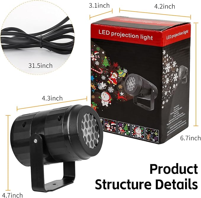 YNYFUNY Christmas Projector Lights Outdoor/Indoor, Led Projector Decorative Lighting for Christmas DecorationsHoliday Projector for Xmas