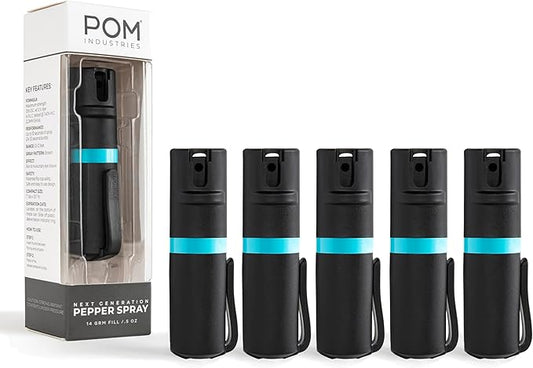POM Pepper Spray Pocket Clip, Quick Flip Top Safety, Maximum Strength OC Formula with UV Marking