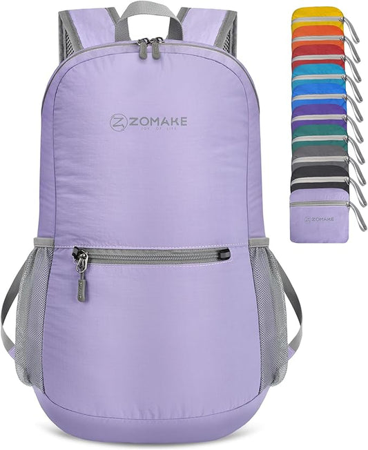 ZOMAKE Ultra Lightweight Hiking Backpack 20L - Packable Small Backpacks Water Resistant Daypack for Women Men(Lavender)