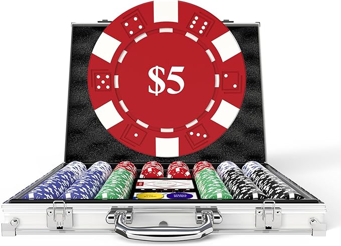 Poker Set with Denominations, 11.5g 500pcs Numbered Poker Chips Set with Case for Texas Hold'em & Blackjack, Denominated Chips for Adults