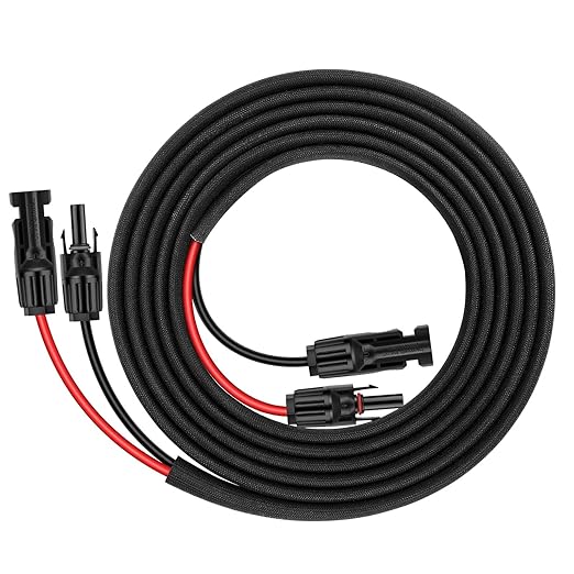 10FT 12AWG Solar Panel Extension Cable with Female and Male Connectors, Solar Cable for Solar Panels, Charge Controllers and Solar Generator (12AWG, 10FT)