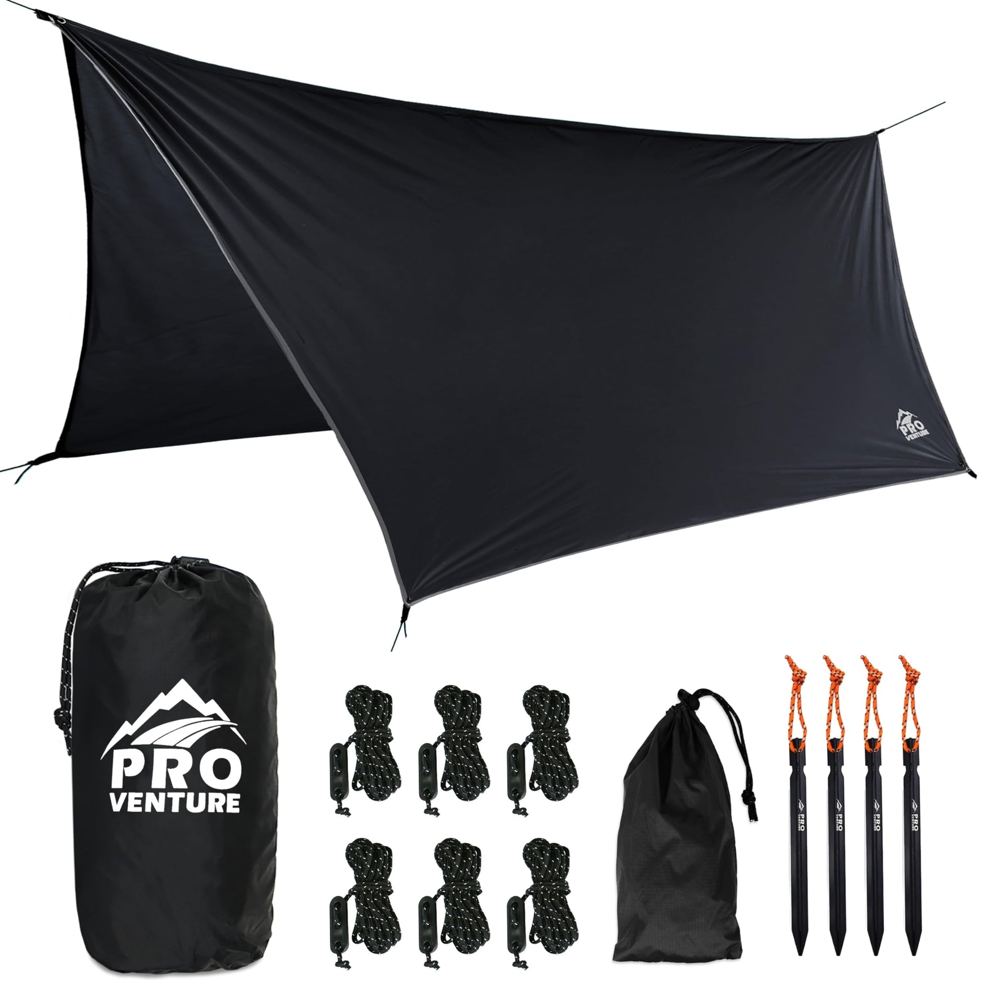 Pro Venture Waterproof Hammock Rain Fly [12ft x 9ft] - Portable Large Camping Tarp - Premium