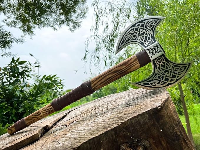 Dark WARRIOR Handmade Double Head Berserker Axe, Large Norse Double Blade, Hand Forged Steel, Forest Hewing Broad Hunting Dane