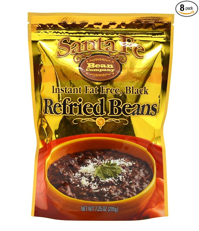 Santa Fe Bean Company Instant Fat Free Black Refried Beans 7.25-Ounce (Pack of 8) Instant Black Bean Refried Beans; All Natural; High in Fiber; Fat Free; Gluten-Free