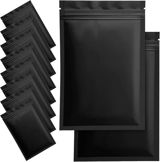 100 Pack Smell Proof Mylar Bags for Food Storage - 4 x 6 Inch Resealable Packaging Pouch Bags for Small Business Lipgloss Jewelry Matte Black