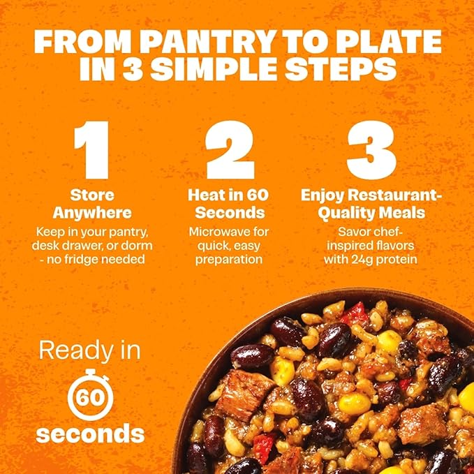 Born Simple Ready to Eat Meals with Sporks, Chipotle Chicken Bowl, Improved Recipe - 22g Protein, Prepared Meal, Microwavable Entree, 11 oz (Pack of 6)