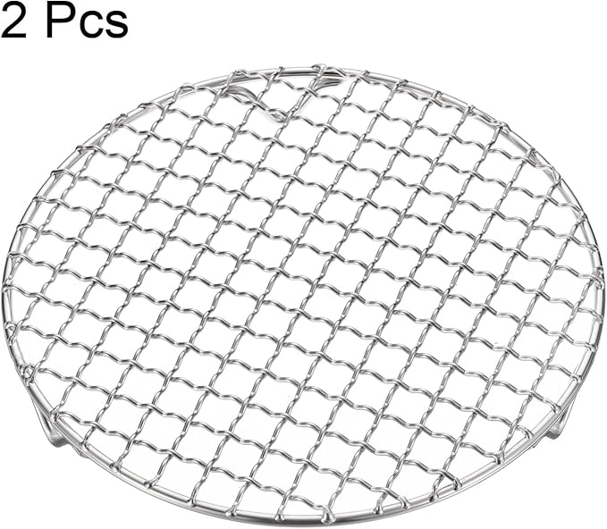 HARFINGTON 2pcs Round Cooking Rack 7.5-inch 201 Stainless Steel Cross Wire Barbecue Grill Net with 20mm Legs for Cooking Baking Steaming BBQ