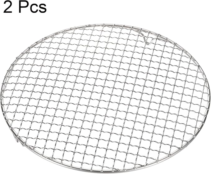 HARFINGTON 2pcs Round Cooking Rack 11-inch 201 Stainless Steel Cross Wire Barbecue Grill Net with 20mm Legs for Cooking Baking Steaming BBQ