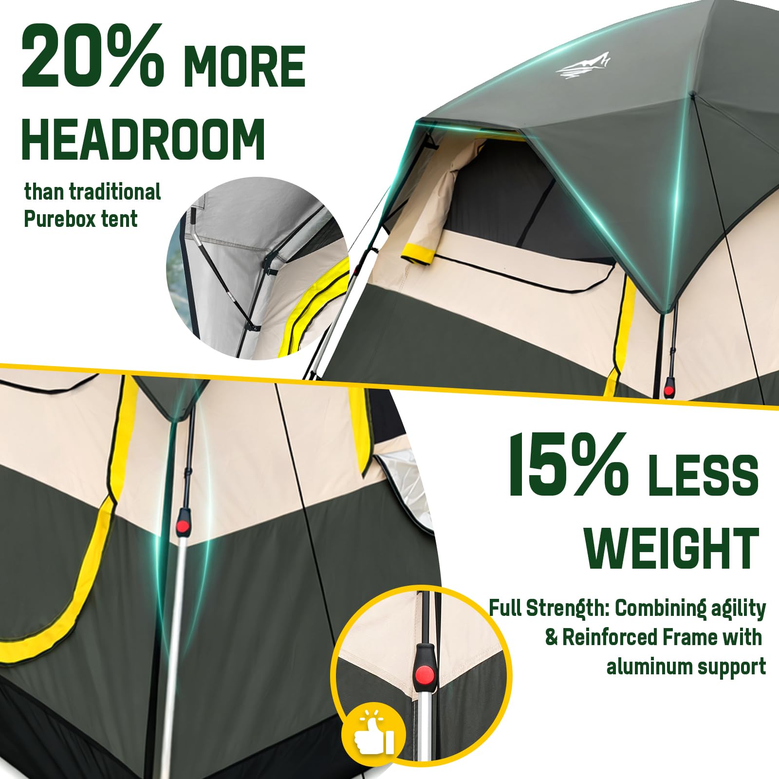 4 Person Instant Tents for Camping Setup in 50s, Cabin Tent with Rainfly