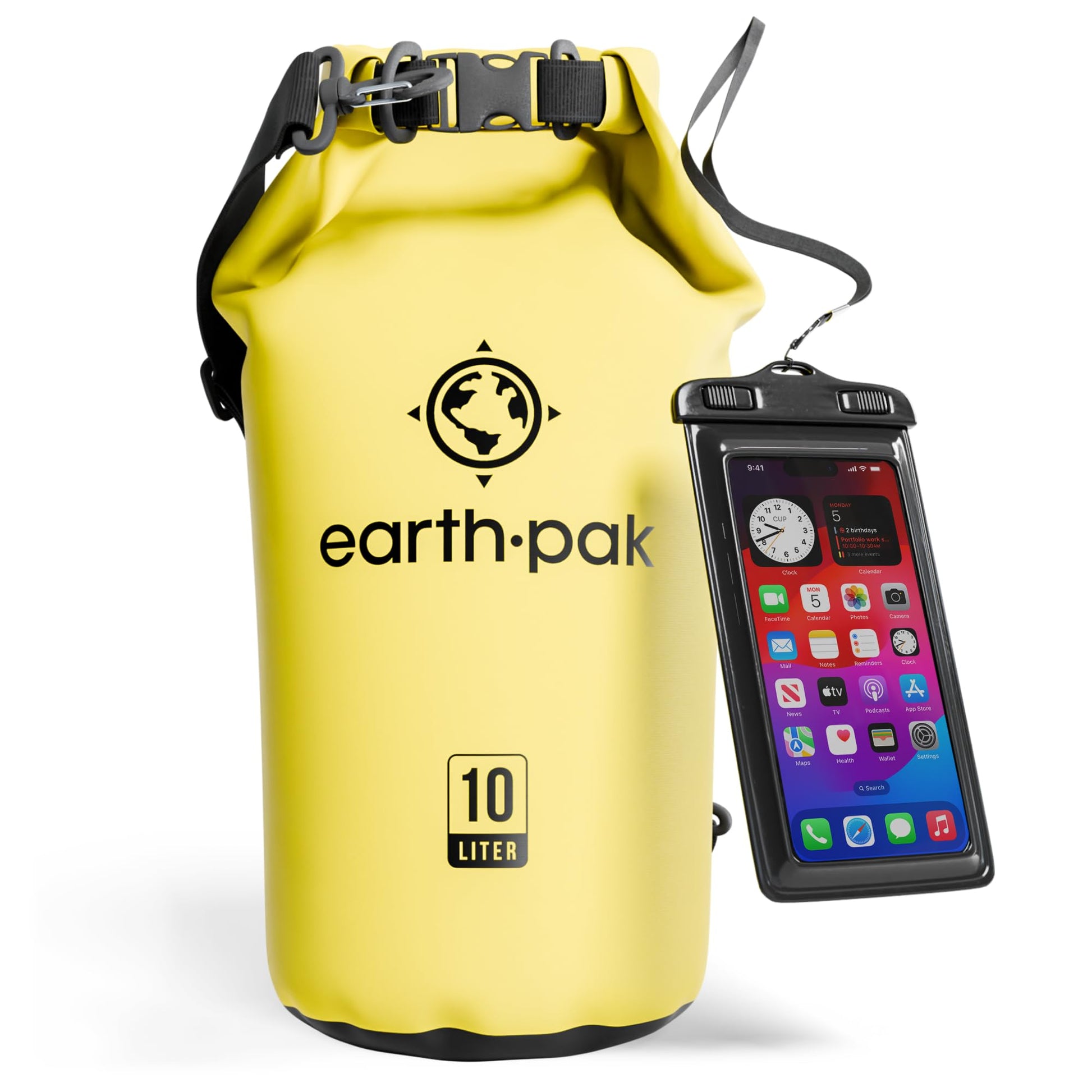 Earth Pak 10L Waterproof Dry Bag - Marine Roll Top Dry Sack for Kayaking
