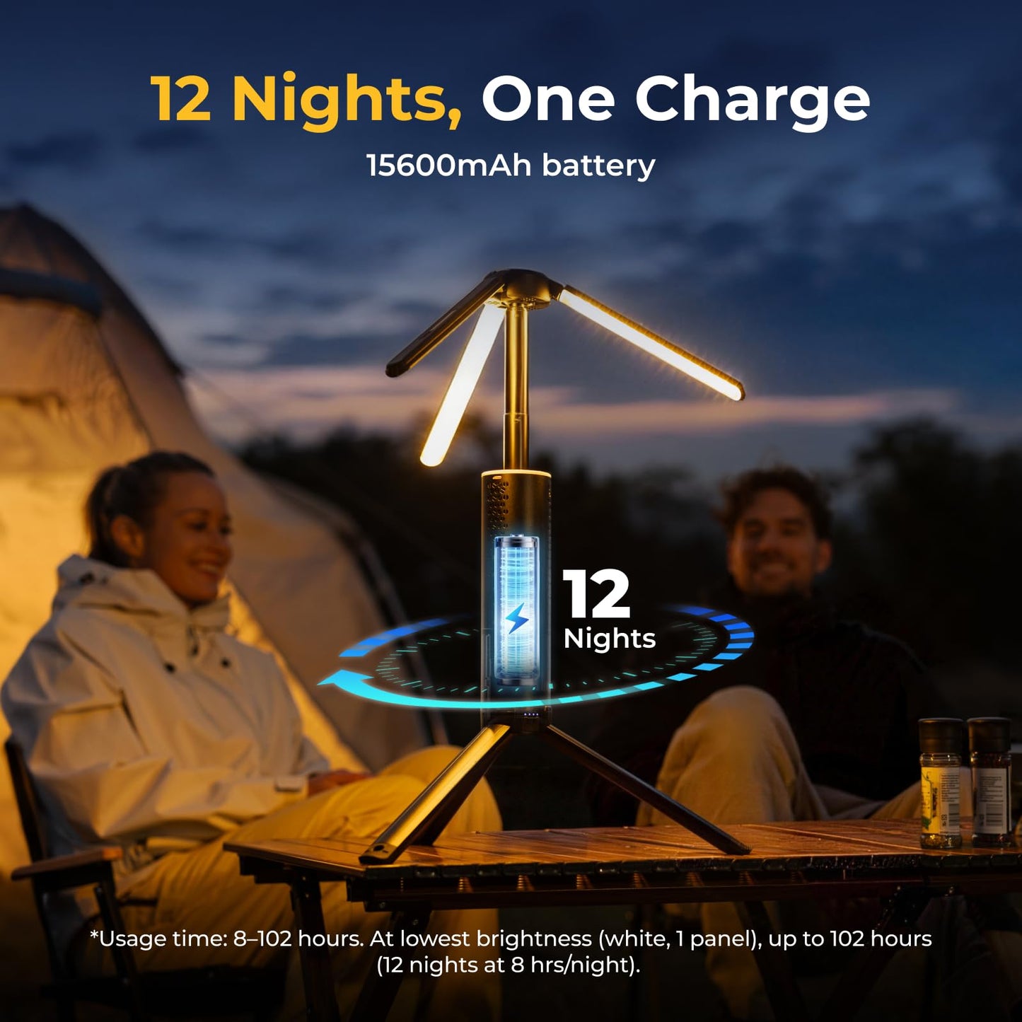BougeRV Telescopic Camping Light T1, 15600mAh Rechargeable Lantern, Black