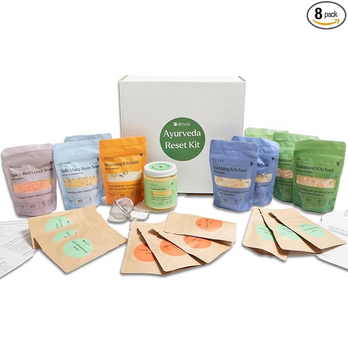 Divya's Ayurveda 3 Day Reset Kit - Easy to Prepare Plant-Based One-Pot Meals, Special Teas & Broths Blends for Gentle Nutritional Cleanse & Detox, Non-GMO, Gluten Free, Organic