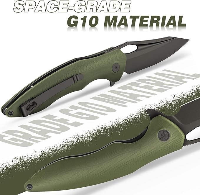 FINTISO Apollo Pocket Knife, 3.3" 14C28N Blade G10 Handle Folding Knife with Liner Lock, Small EDC Knife with Pocket Clip for Camping, Survival, Hunting, Unique Gift for Men Women