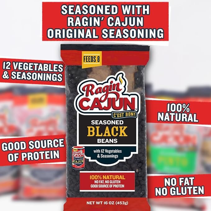 Seasoned Black Beans 16 oz Ragin Cajun (Pack of 6)