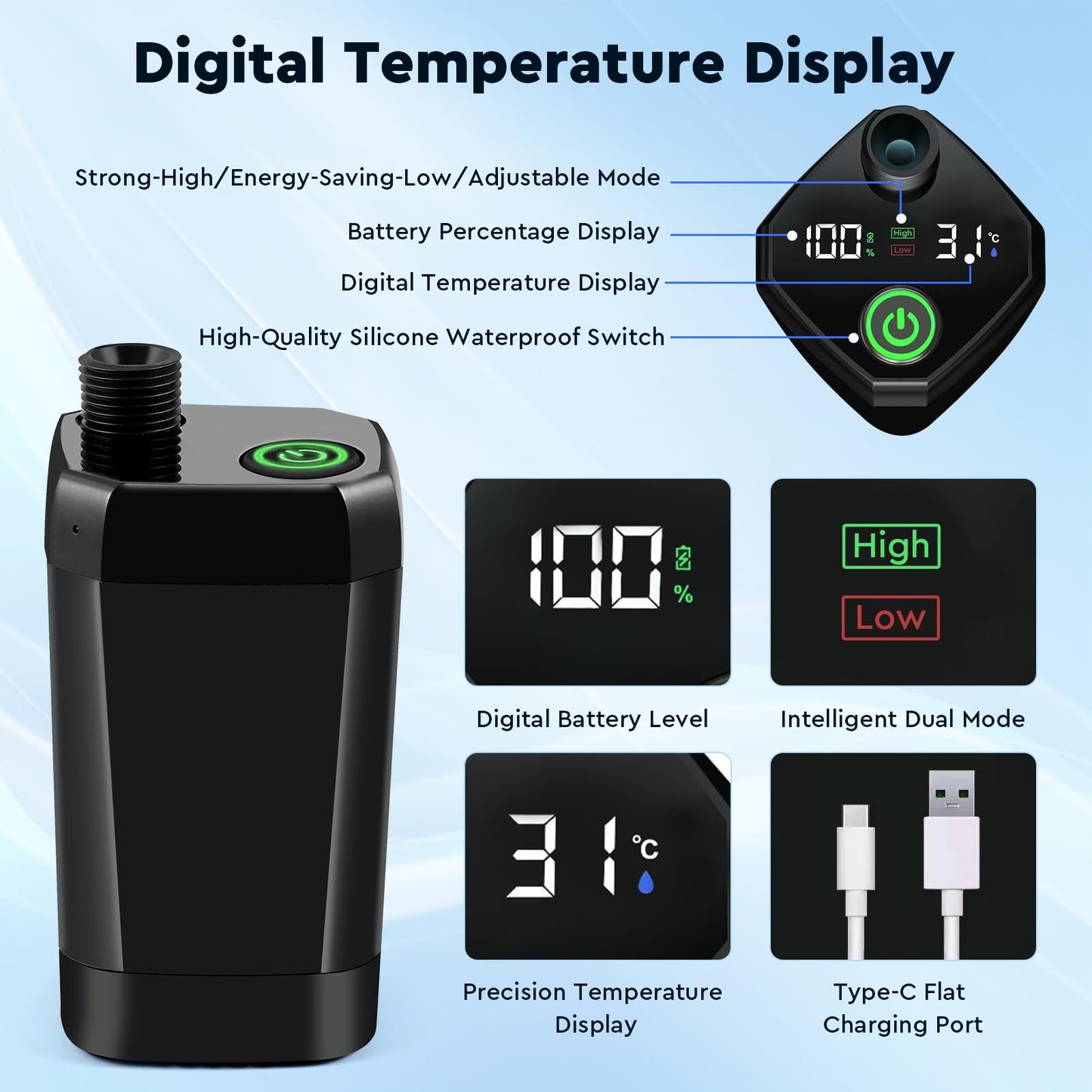 Fotgear Portable Camping Shower, 6000mAh Rechargeable Outdoor Shower Pump