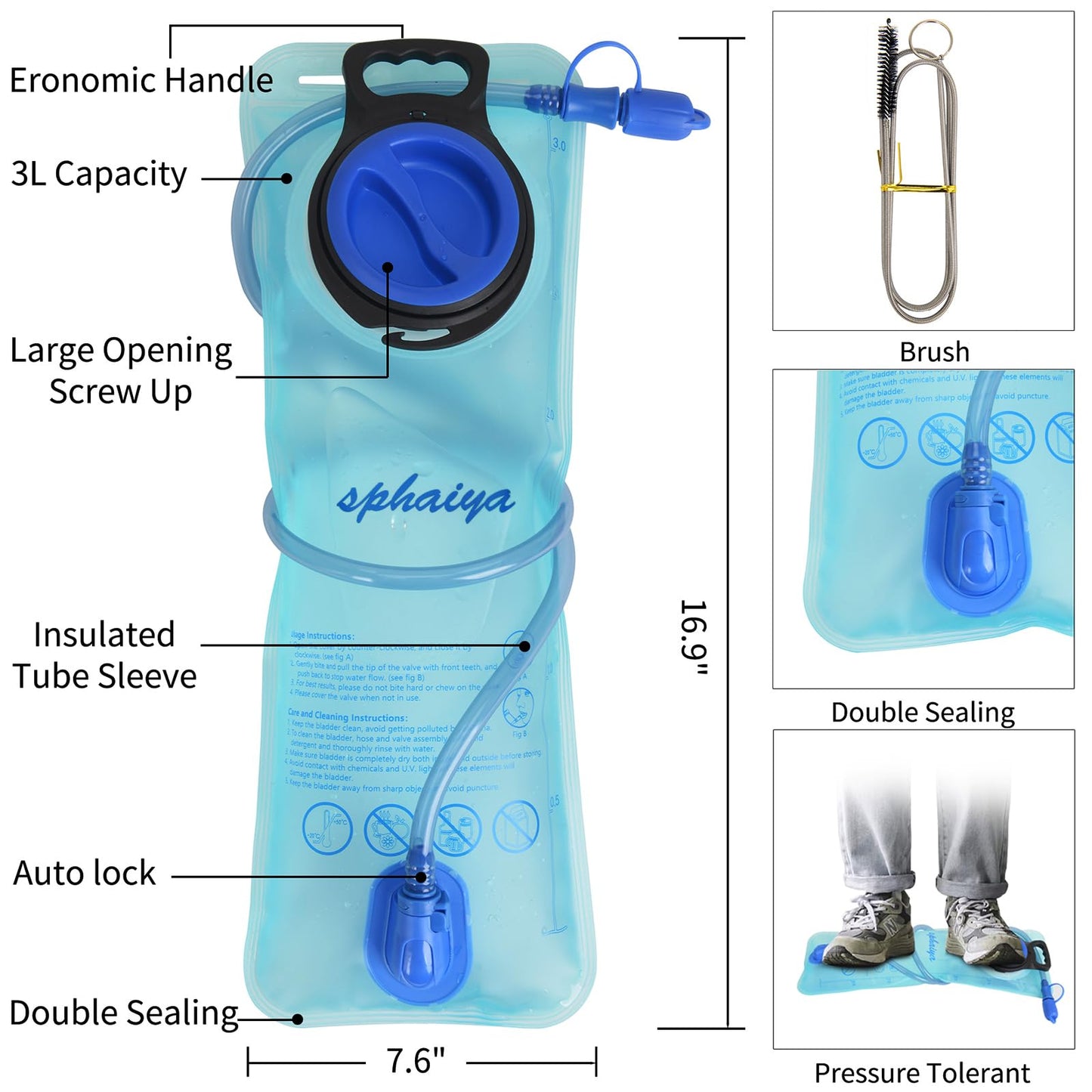Hydration Bladder 2L-3L Water Storage Bag Reservoir,Military Hydration Pack Replacement for Hiking