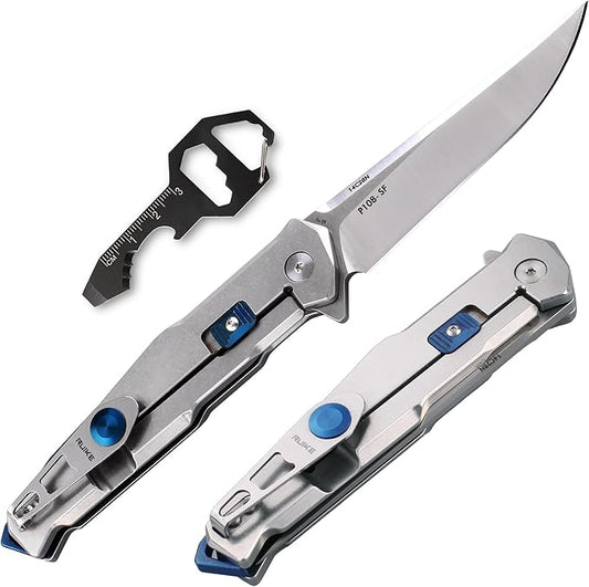Tactical Folding Pocket Knife for men,14C28N Stainless Steel Blade,Frame Lock,G10 Handle,EDC Small Camping Knives Belt Clip Carry,Lightweight Survival Hunting Flipper Microtech Elemental Bushcraft Hiking Sharp Gear Tool Father Dad Gifts Ruike p108