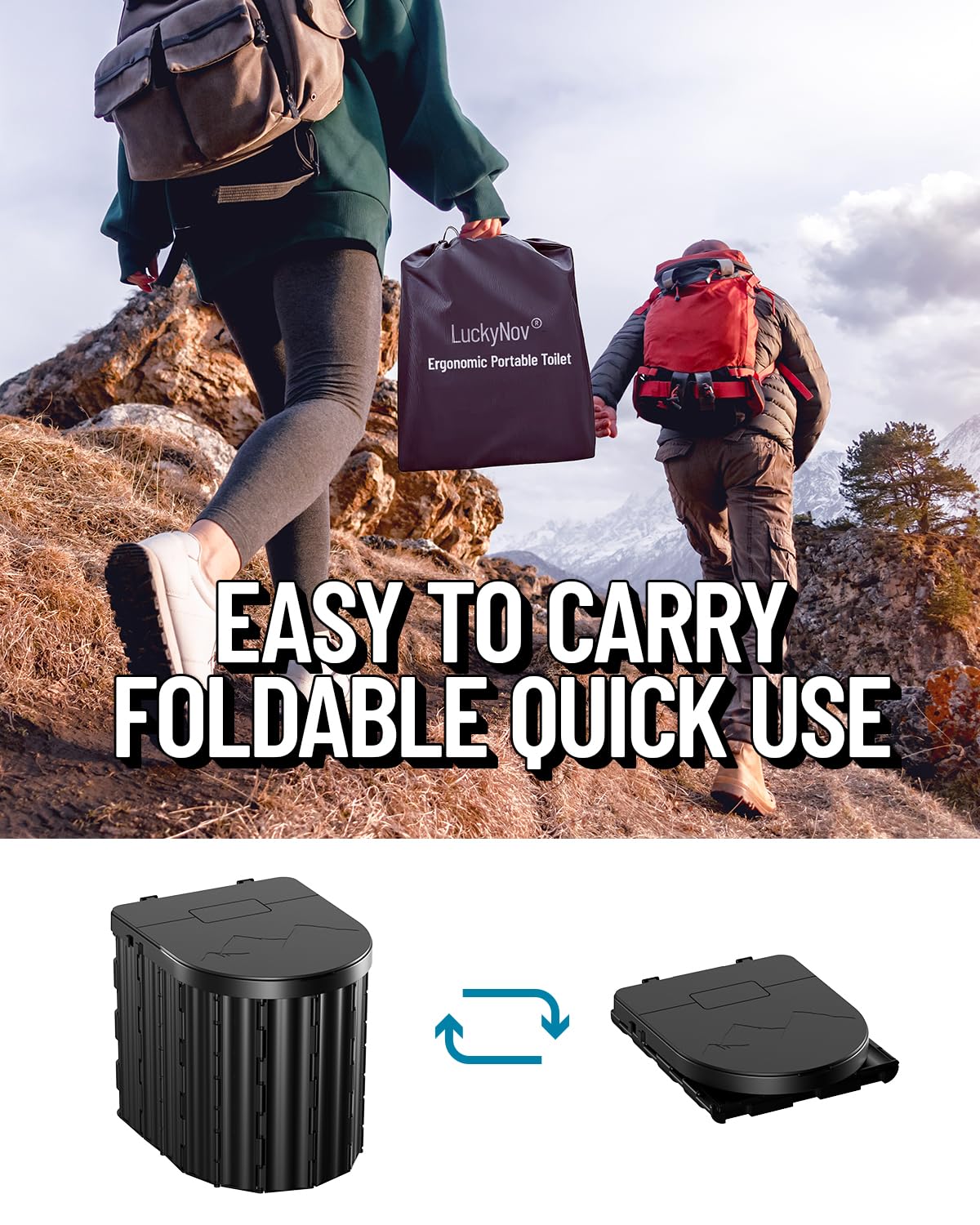 Portable Toilet with Urine Gel & Leak-Proof Bags – Odorless Camping Toilet for Adults & Kids