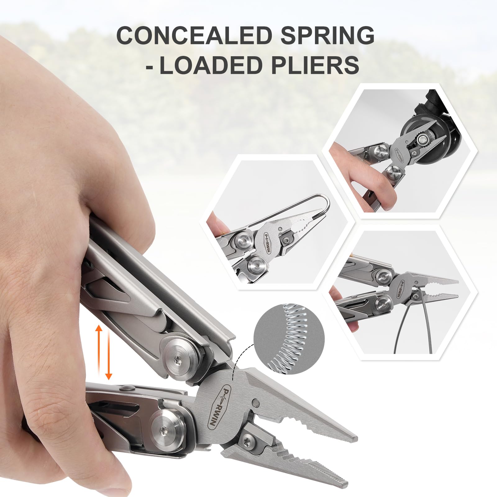PERWIN Multitool, 17-in-1 Stainless Steel Multi Tool Pliers with Self-Locking, Pocket Knife, Nylon