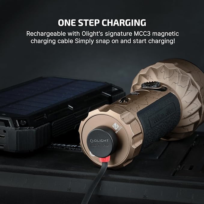 OLIGHT Marauder Mini 7,000 Lumens Bright Flashlight with 600 Meters Beam Distance, Powerful RGB Lights, Magnetic Rechargeable for Outdoors Work, Hunting, and Searching(Desert Terrain)