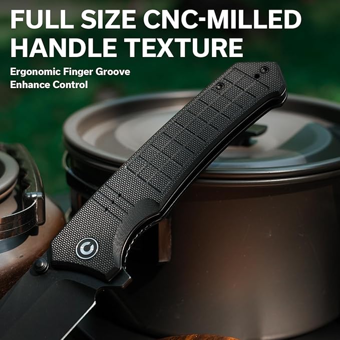 CIVIVI Tacticorix Pocket Knife for Men Women, EDC Flipper Folding Knife with 3.7" Nitro-V Blade G10 Handle for Camping Hunting C23055-1 (Black)