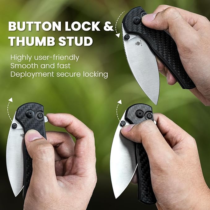 Kizer Mini Grouper Folding Pocket Knife, Nitro-V Steel Blade G10 Handle Small EDC Knife, Button Lock Knife with Pocket Clip for Men Women, Sharp Camping Hiking Survival Knives V3669A1