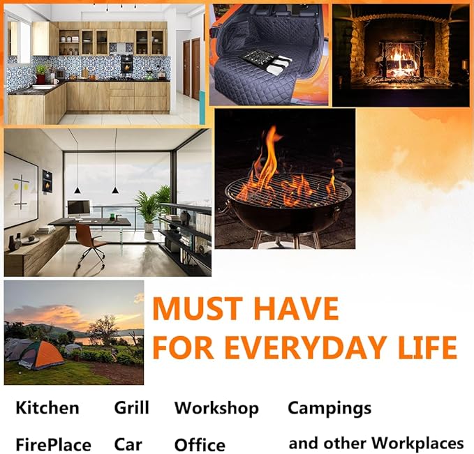 SAFECASTLE Emergency Fire Blanket 59"x59" Large Size, 2 Pack Fire Retardant Blanket with Fireproof Tabs for Home, Warehouse, Outdoor, Office, Car and Camping Fire Protection Survival Safety