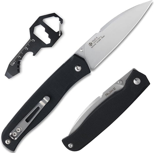 EDC Folding Small Pocket knife for men, women, 14C28N,Liner Lock,G10 Lightweight Handle, Cold Stainless Steel,Camping Tactical Knives Belt Clip, Flipper Microtech Elemental Survival Hiking Hunting Gadgets Gear Tool Dad Father Gift,Ruike P662