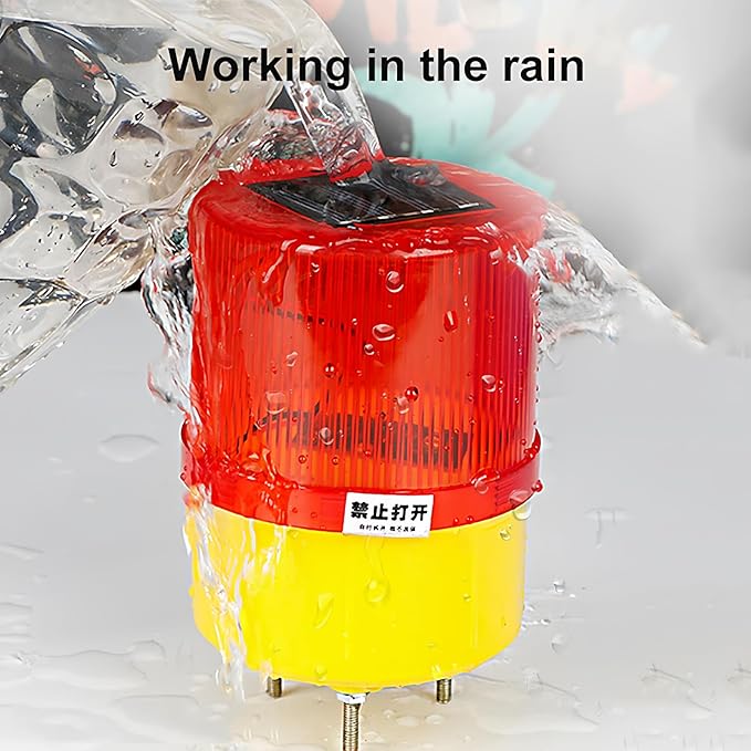 Solar Red Strobe Light: Super Bright Solar Emergency Strobe Warning Light, CHKL Flashing Barricade Safety Road Construction Traffic Flashing IP48 Waterproof