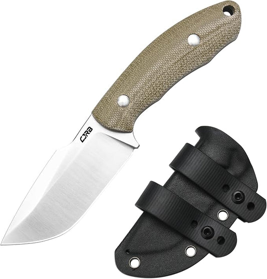 CJRB Mutt Fixed Blade Knife with Sheath, 3.18" AR-RPM9 Steel Blade with Micarta Handle Camping Hiking Survival Knife for Men Women, J1958 Green
