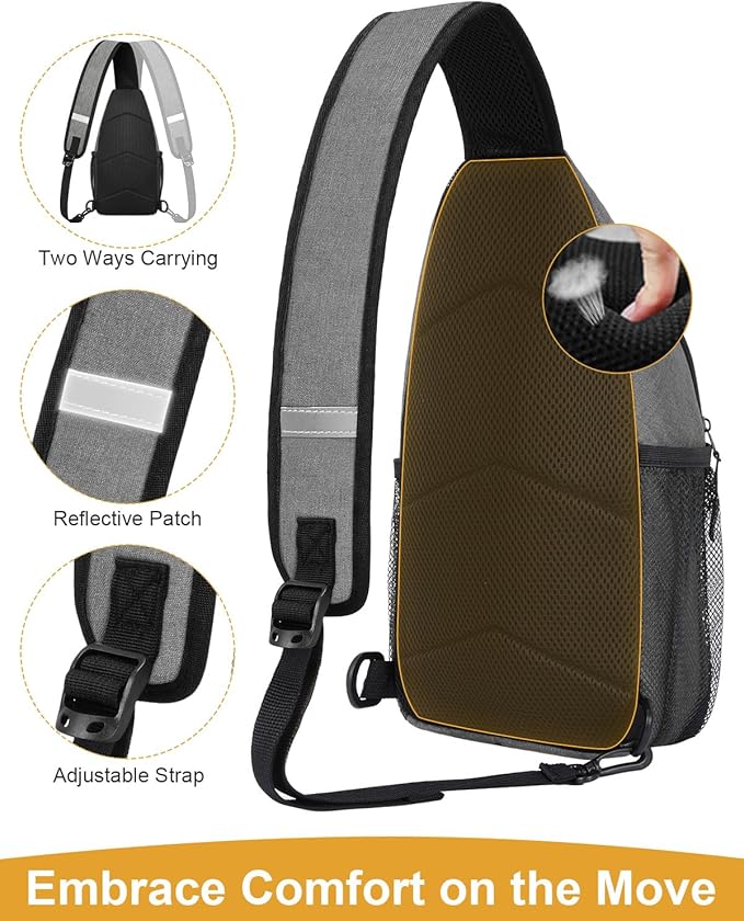 Crossbody Bags for Women Man Waterproof Sling Bag Backpack Trendy Casual Cross Body Bag with Convertible Shoulder Strap Chest Bag for Camping Hiking Travel Essentials (Grey, Medium)