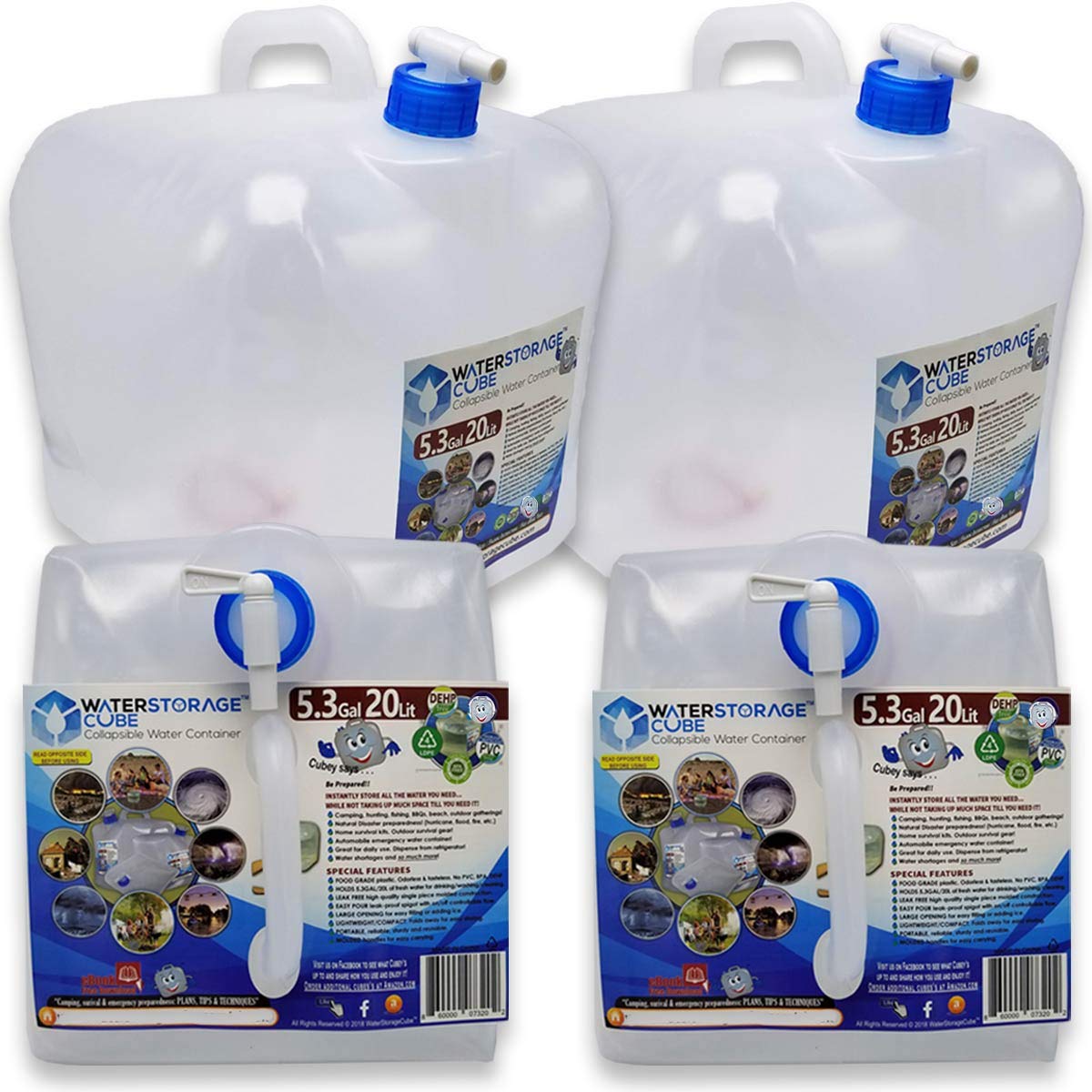 WaterStorageCube Collapsible Camping Water Container with Spigot, BPA Free