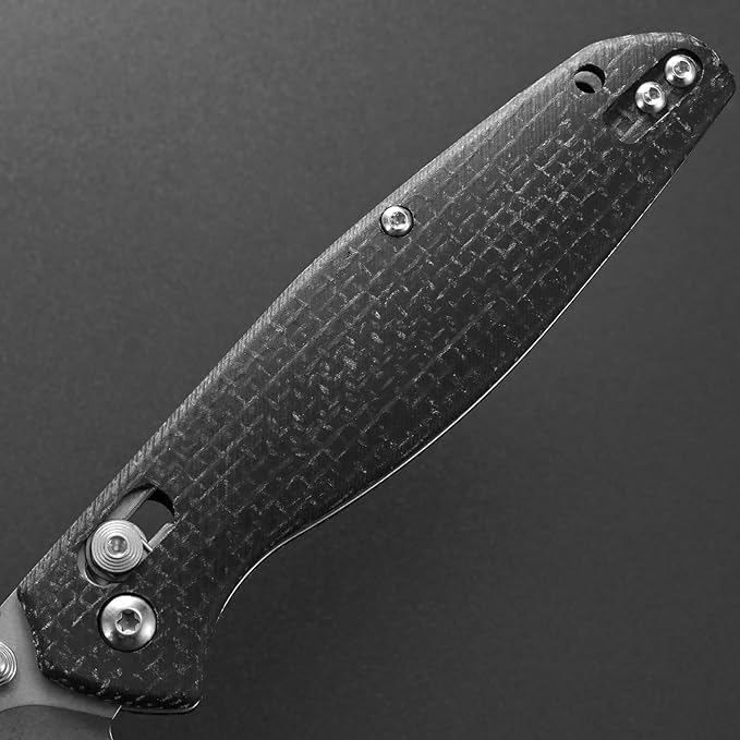 Eafengrow EF966 Folding Knife D2 Blade Micarta Handle with Pocket Clip EDC Tactical Knife thumb knobs Axis Lock EDC Multitool Knife (BLACK)