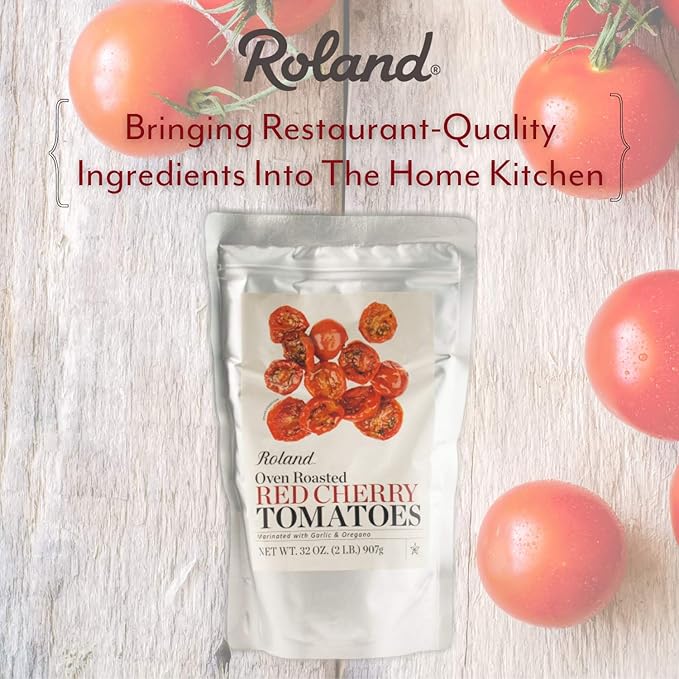 Roland Foods Oven Roasted Tomatoes, Marinated with Garlic and Oregano, Specialty Imported Food, - Bag cherry 32 Ounce