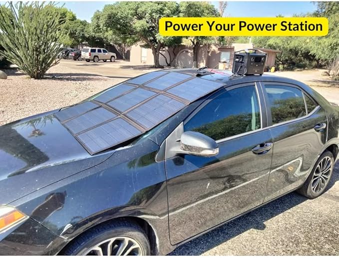 LensunSolar 200W 12V Portable Solar Panel Blanket with Standard Connectors for Solar Generator Power Station, Lightweight Ultra-Thin only 5.2 kgs/11.4 lbs